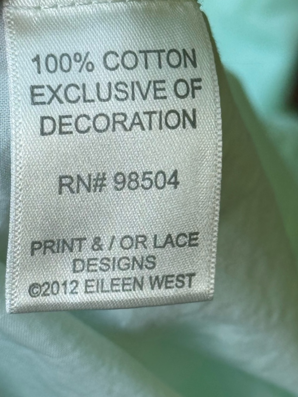 Eileen West Mint Green Cotton Nightgown Sleeveless Lace Trim Dress - Picture 5 of 7